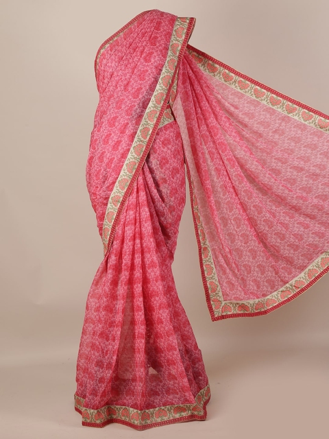 

Pothys Pink Printed Poly Georgette Saree