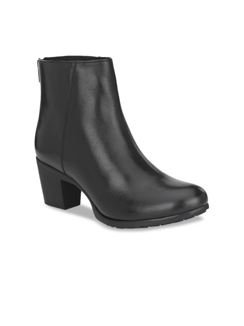 

Delize Women Black Solid Leather High-Top Flat Boots
