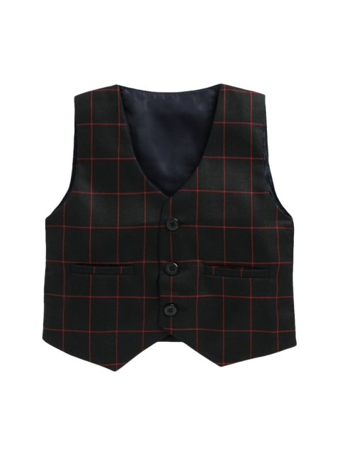 

Jeetethnics Boys Black & Red Checked Woven Waistcoat