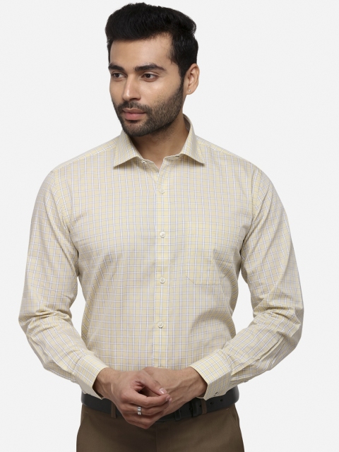 

JADE BLUE Men Yellow Slim Fit Checked Formal Shirt