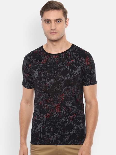

V Dot Men Black Printed Round Neck T-shirt