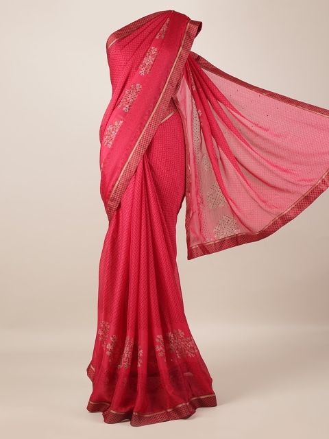 

Pothys Pink Printed Poly Georgette Saree