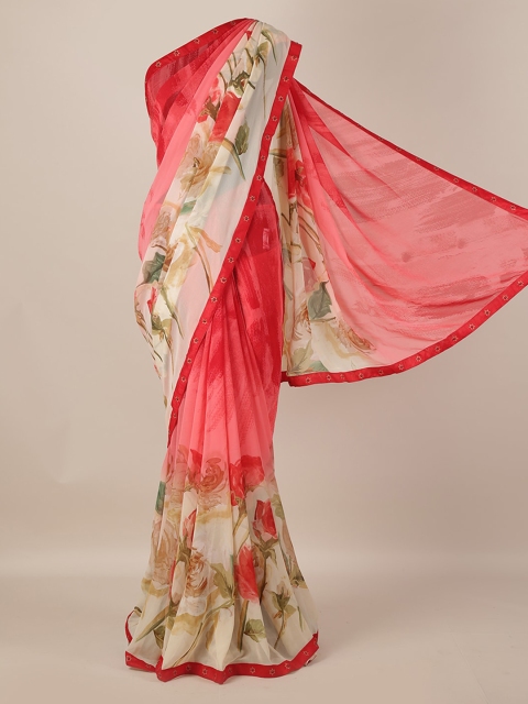 

Pothys Pink Printed Poly Georgette Saree