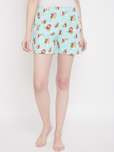

Clovia Women Green & Red Printed Lounge Shorts