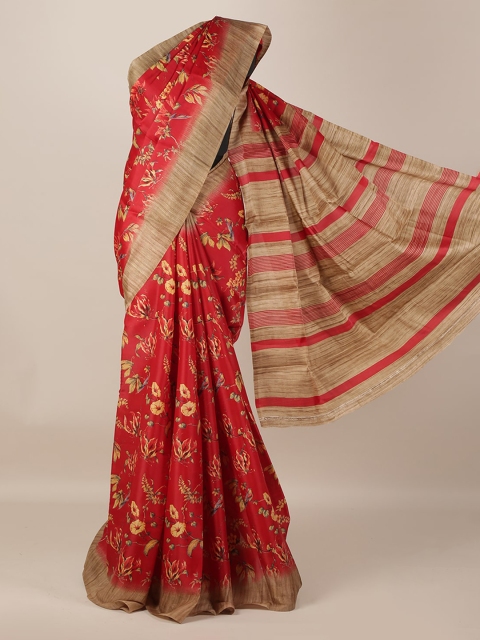 

Pothys Red & Beige Jute Silk Woven Design Saree
