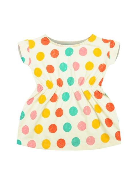 

The Flybees Girls Off-White Printed Peplum Dress