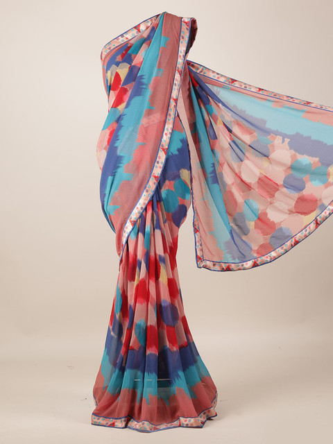

Pothys Blue & Orange Poly Georgette Printed Saree