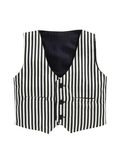 

Jeetethnics Boys White & Black Striped Waistcoat