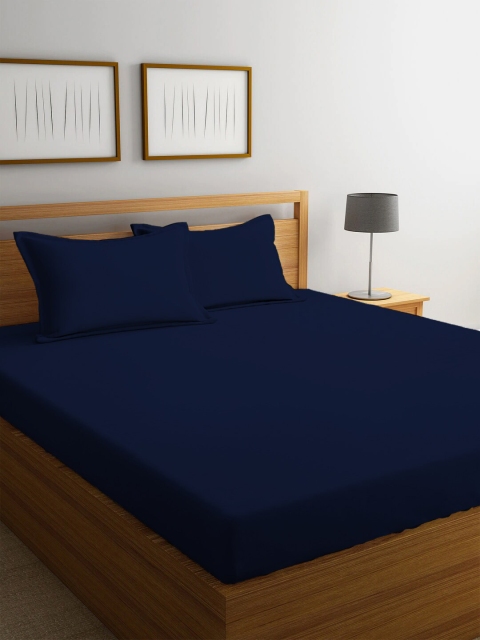 

Ariana Navy Blue Solid 210 TC Cotton 1 King Bedsheet with 2 Pillow Covers