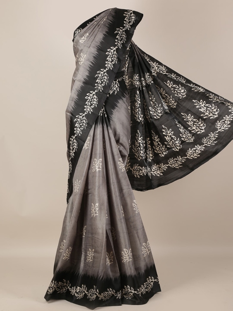 

Pothys Grey Printed Jute Silk Saree