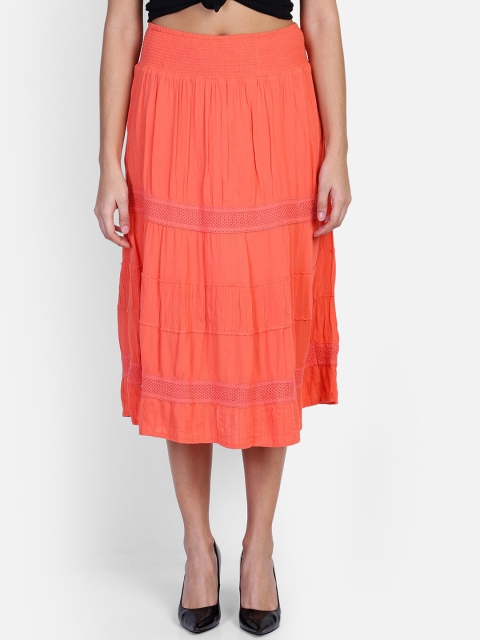 

Aditi Wasan Women Peach-Coloured Solid Midi Skirt
