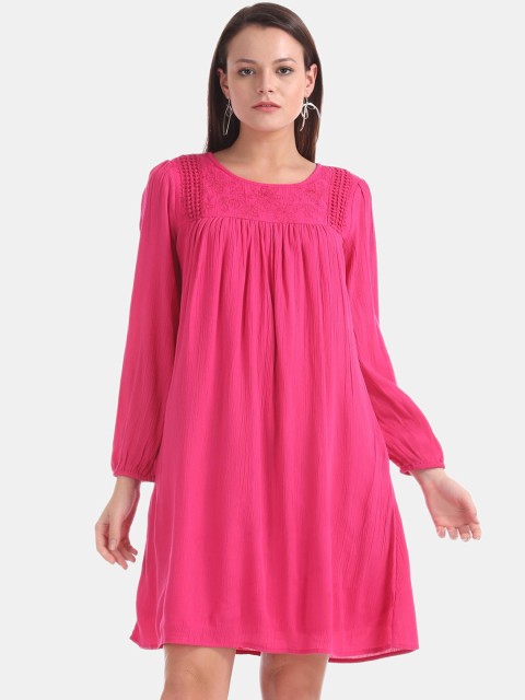 

Cherokee Women Fuchsia Solid A-Line Dress