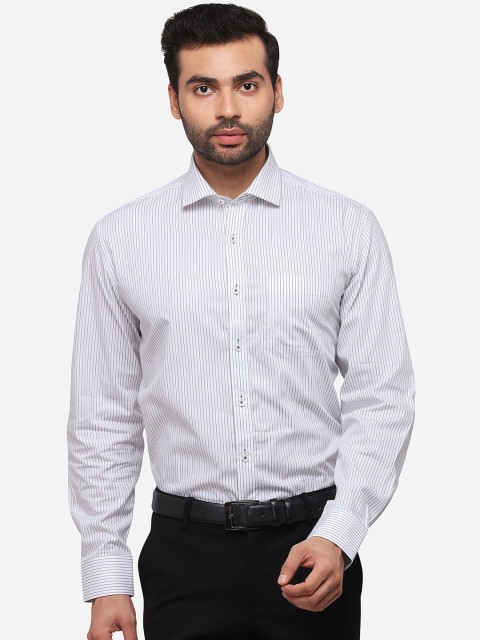 

JADE BLUE Men White Regular Fit Pin Striped Formal Shirt