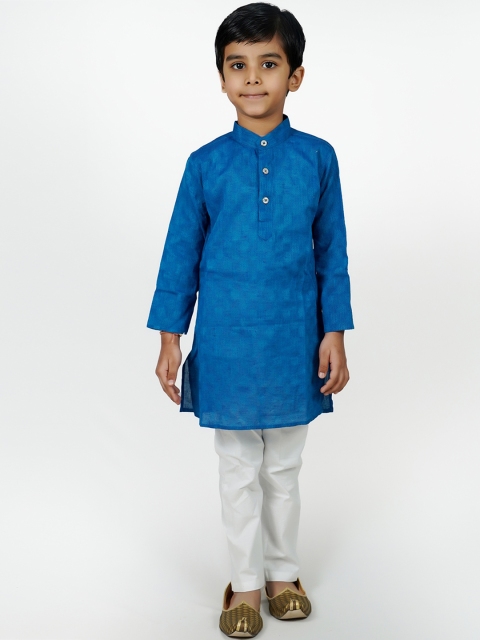 

mittenbooty Boys Blue Woven Design Kurta with Pyjamas