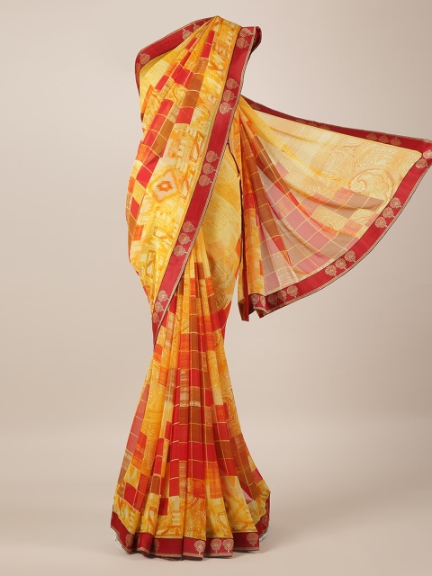 

Pothys Yellow & Orange Poly Georgette Printed Saree