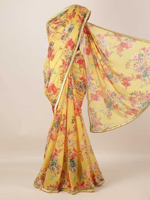 

Pothys Yellow & Red Poly Georgette Printed Saree