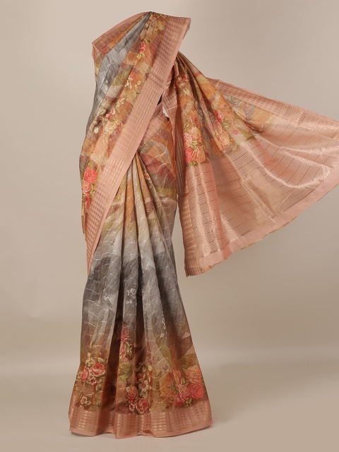 

Pothys Grey & Beige Jute Silk Printed Saree