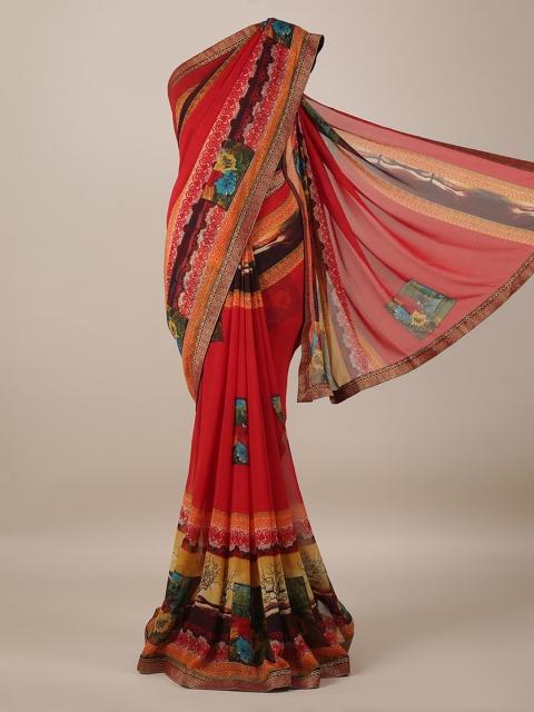 

Pothys Multicoloured Printed Poly Georgette Saree, Multi