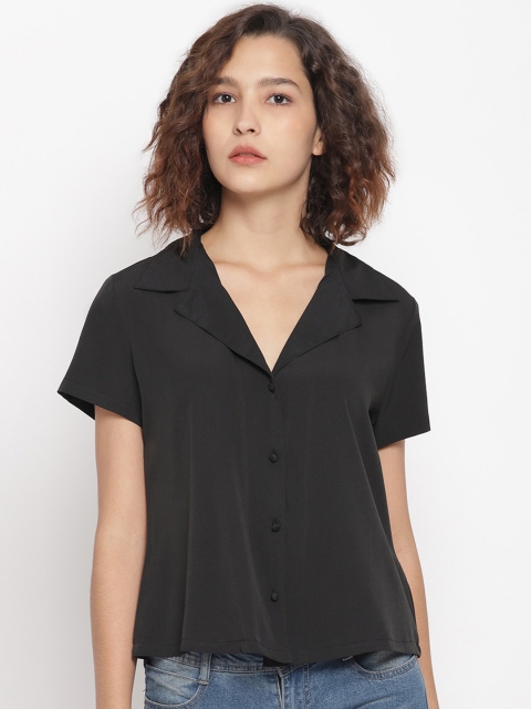 

LA LOFT Women Black Regular Fit Solid Casual Shirt