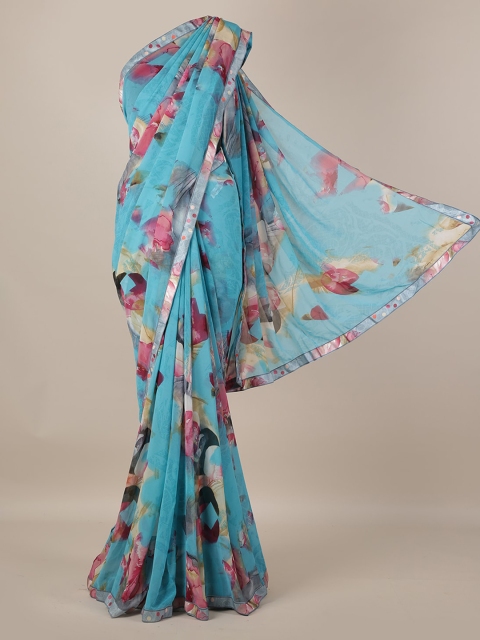 

Pothys Blue Dyed Poly Georgette Saree