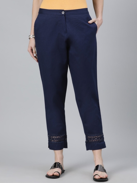 

Libas Women Navy Blue Regular Fit Solid Regular Trousers