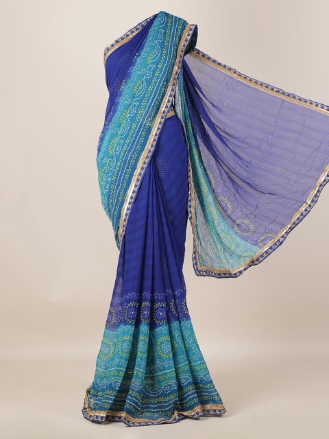 

Pothys Blue Dyed Poly Georgette Saree