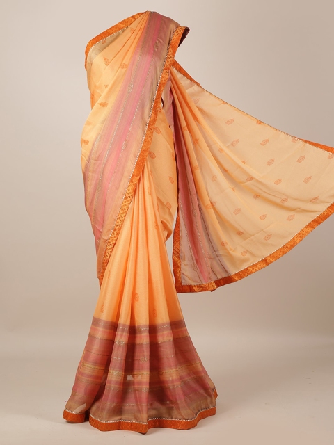 

Pothys Orange & Red Poly Georgette Printed Saree