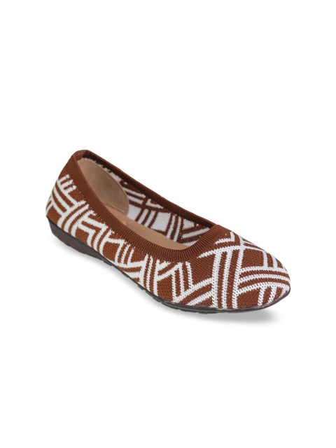 

TRASE Women Brown Woven Design Ballerinas