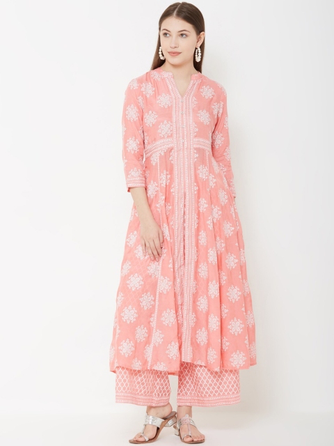 

FASHOR Women Peach-Coloured Printed Kurta with Palazzos