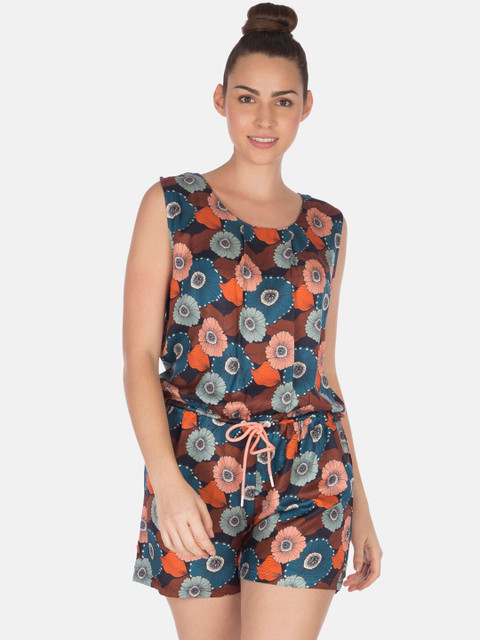 

Smugglerz Women Blue & Orange Printed Playsuit