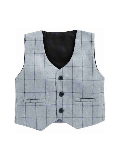 

Jeetethnics Boys Grey & Black Checked Woven Waistcoat