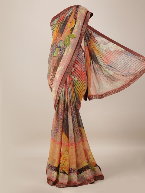 

Pothys Multicoloured Printed Poly Georgette Saree, Multi