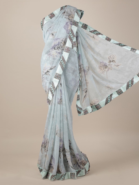 

Pothys Grey Printed Poly Georgette Saree