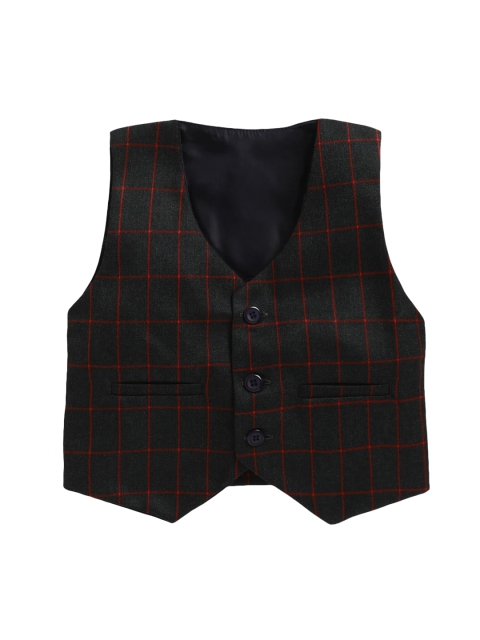 

Jeetethnics Boys Black & Red Checked Waistcoat