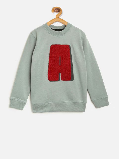 

Cherry Crumble Boys Green Self Design Sweatshirt