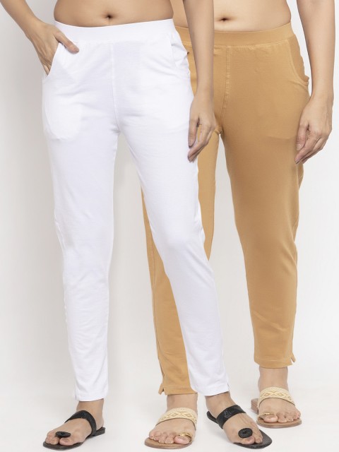 

NEUDIS Women Pack Of 2 Solid Ankle-Length Leggings, White