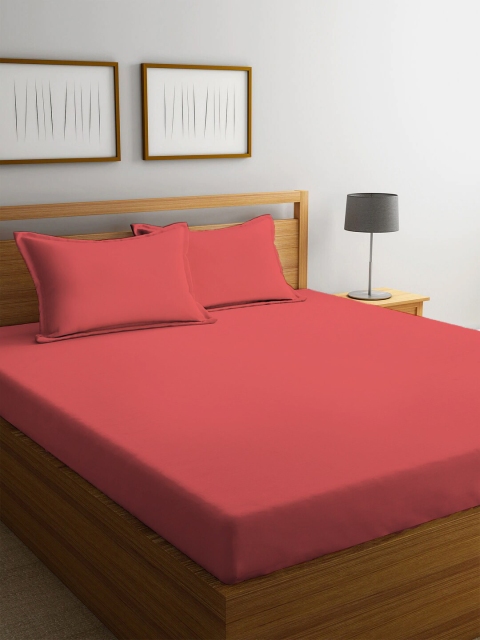 

Ariana Red Solid 210 TC Cotton 1 King Bedsheet with 2 Pillow Covers