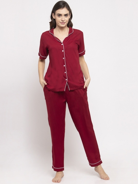 NEUDIS Women Maroon Night suit