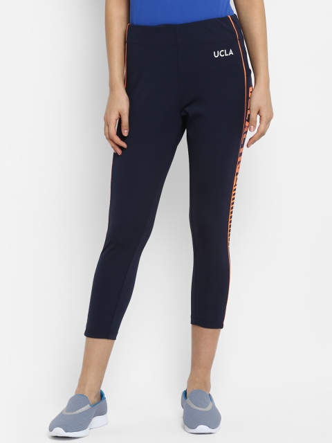 

UCLA Women Navy Blue Brand Logo Print Cropped Tights