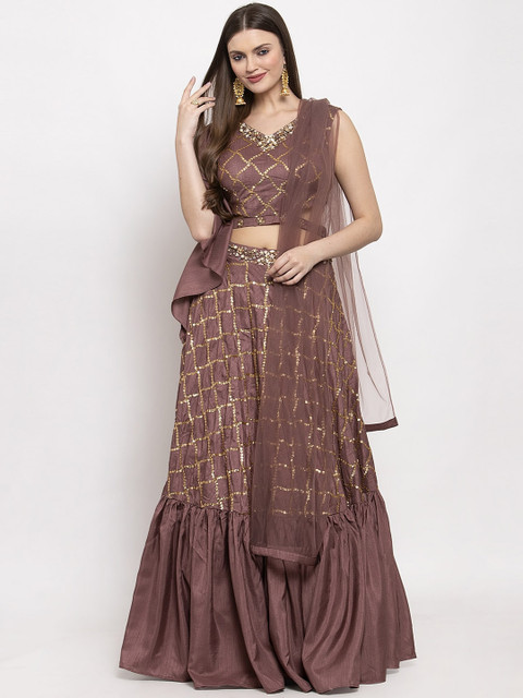 

KHALOM Mauve Ready to Wear Lehenga & Blouse with Dupatta