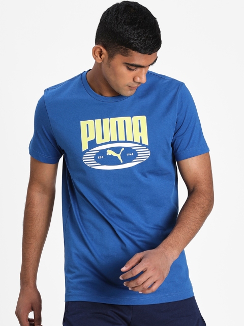 

Puma Men Blue Printed Round Neck T-shirt