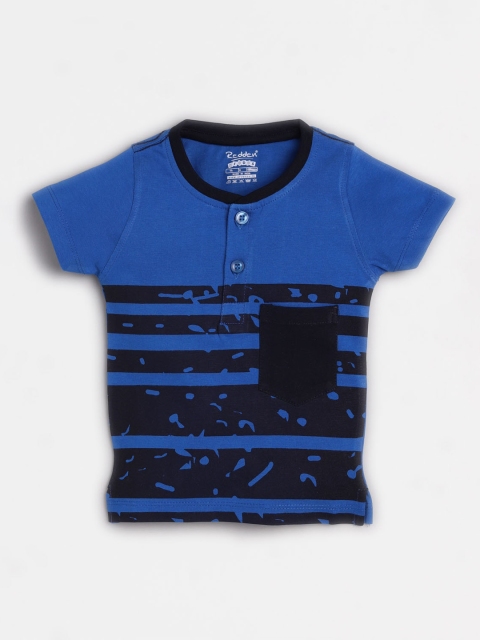 

Redden Boys Blue Striped Henley Neck T-shirt
