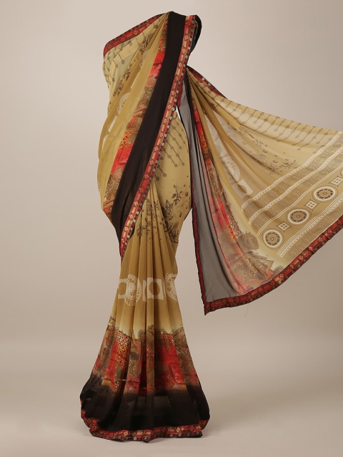 

Pothys Cream-Coloured Printed Poly Georgette Saree