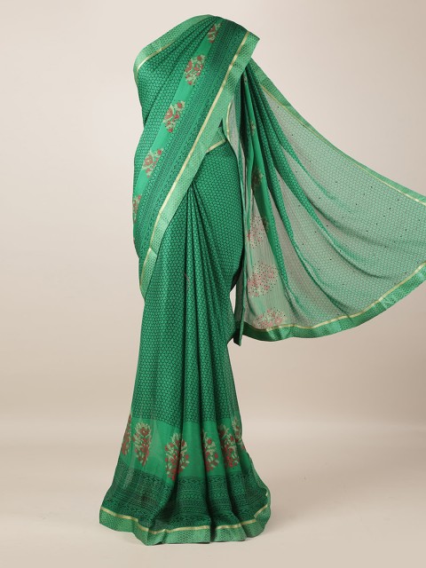

Pothys Green & Pink Poly Georgette Printed Saree
