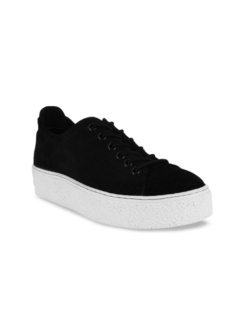 

Alberto Torresi Women Black Solid Leather Mid-Top Sneakers
