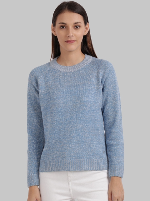 

Parx Women Blue Self Design Pullover Sweater