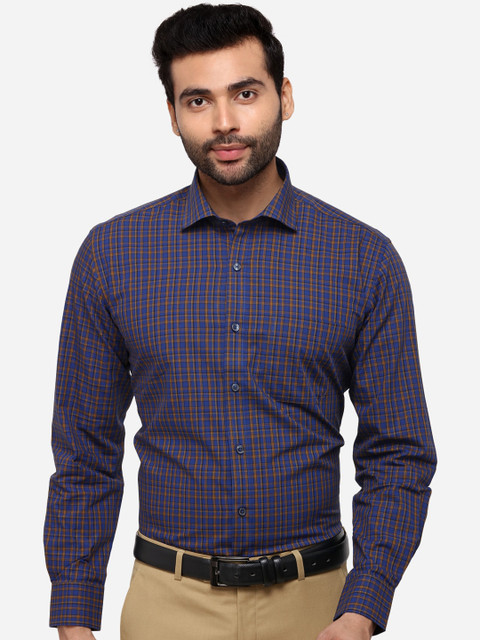

JADE BLUE Men Blue Regular Fit Checked Casual Shirt
