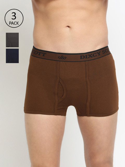 

DIXCY SCOTT Men Pack Of 3 Solid Trunk K1-PR64361-, Blue
