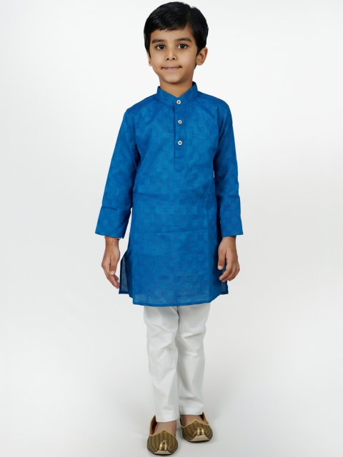 

mittenbooty Boys Blue Woven Design Kurta with Pyjamas