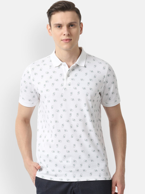 

Louis Philippe Sport Men White Printed Polo Collar T-shirt